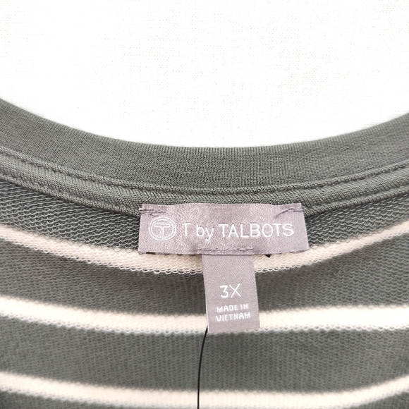 NEW Talbots Striped Dress women’s Plus size 3X muted green French terry soft - Picture 3 of 8